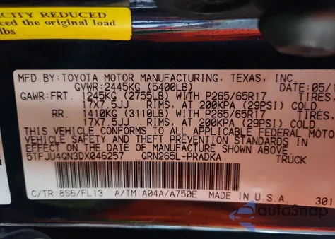 2013 Toyota Tacoma Prerunner V6 from USA, damaged, VIN 5TFJU4GN3DX046257